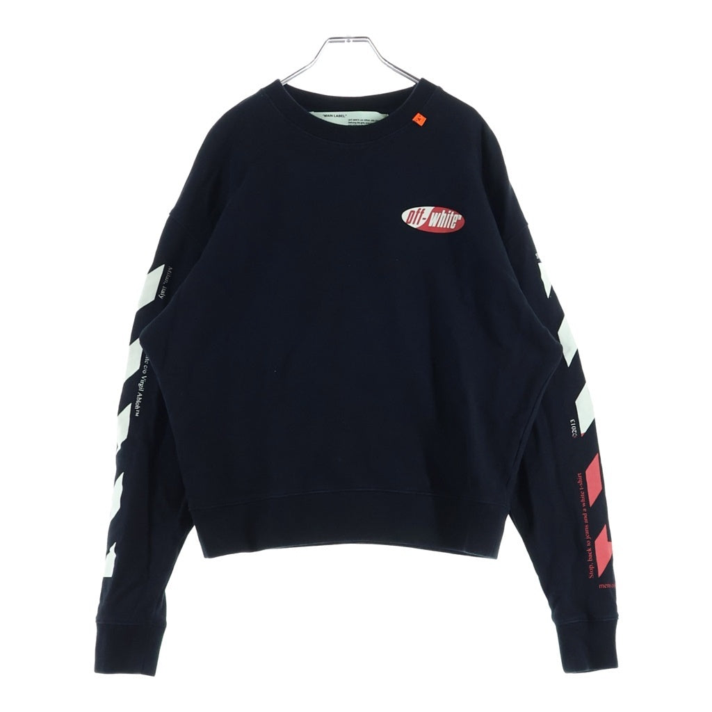 OFF-WHITE(オフホワイト) DIAG SPLT LOGO OVER CREWN ダイアグナルロゴ オーバークラウン スウェットトレーナー ブラック OMBA035S190030006