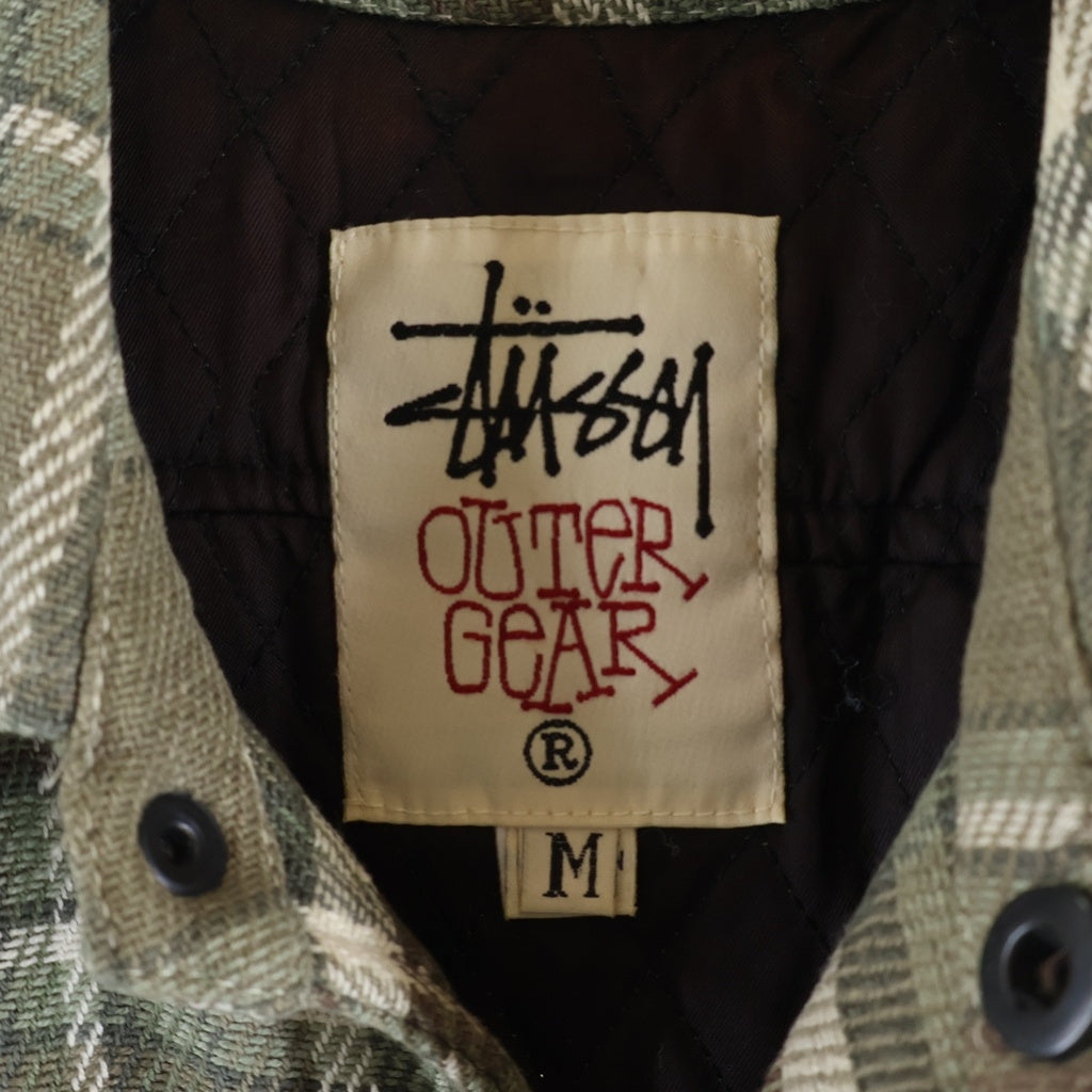 STUSSY(ステューシー) 90S 裏地キルティング チェック シャツ ジャケット グリーン