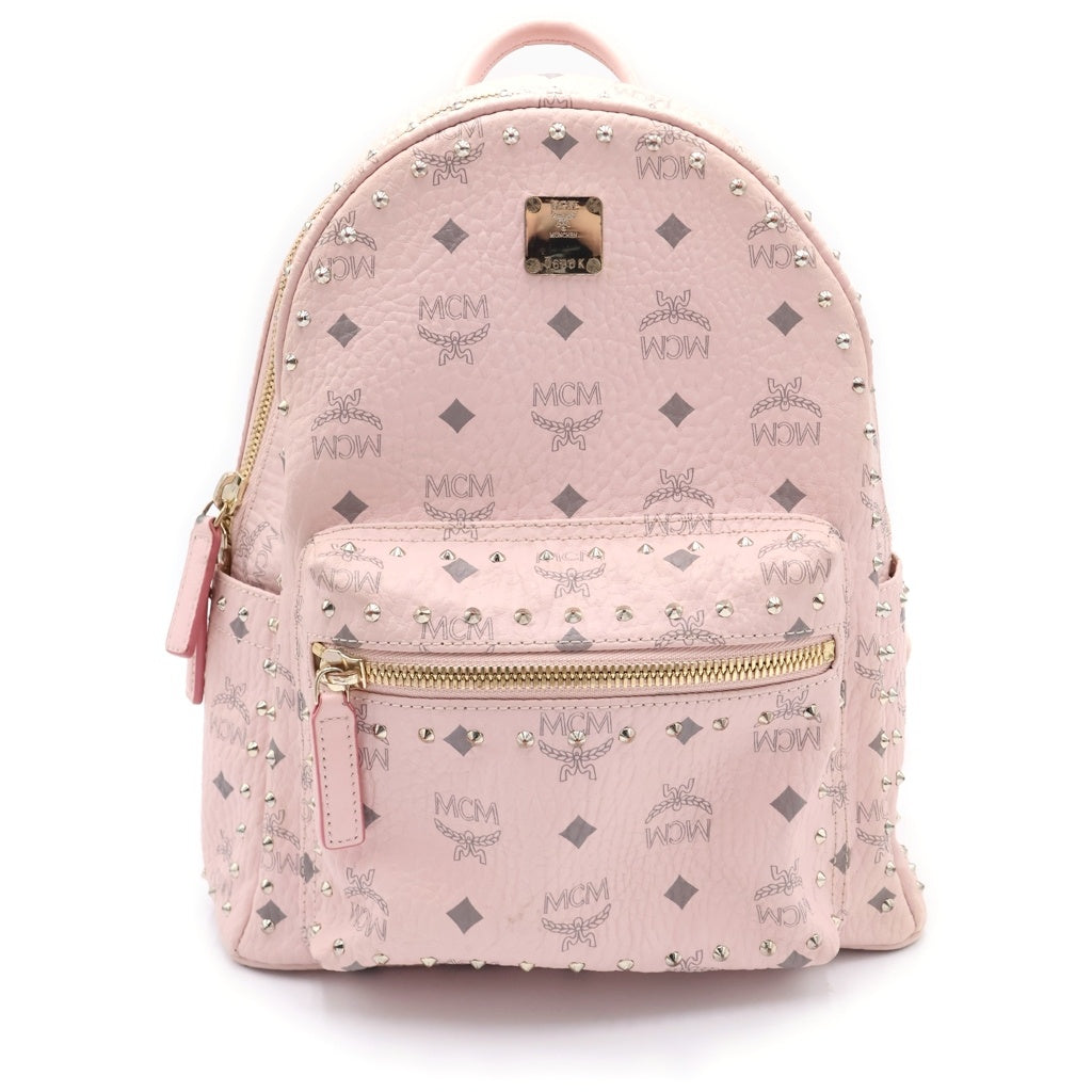MCM(エム シー エム) ヴィセトス スタッズ バックパック リュックサック ピンク MMK 8AVE61 QH001 レディース