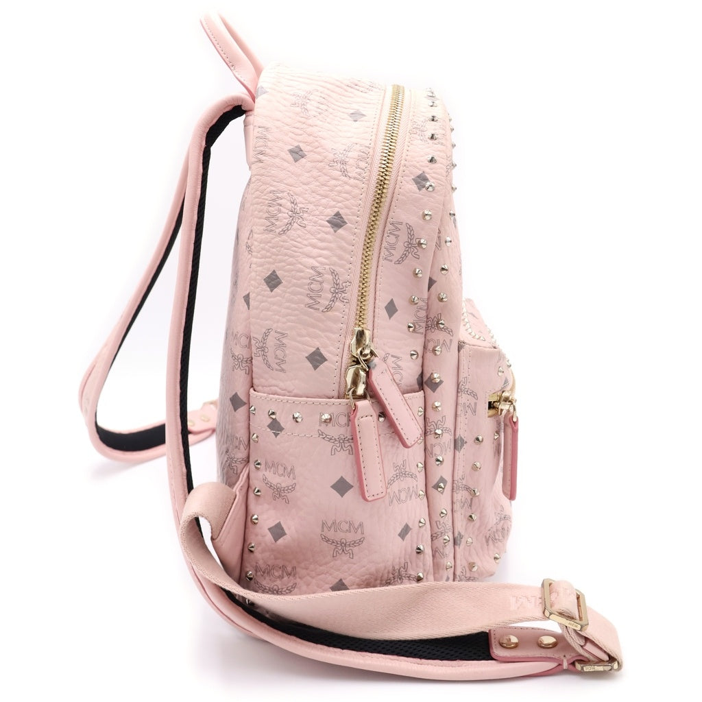 MCM(エム シー エム) ヴィセトス スタッズ バックパック リュックサック ピンク MMK 8AVE61 QH001 レディース