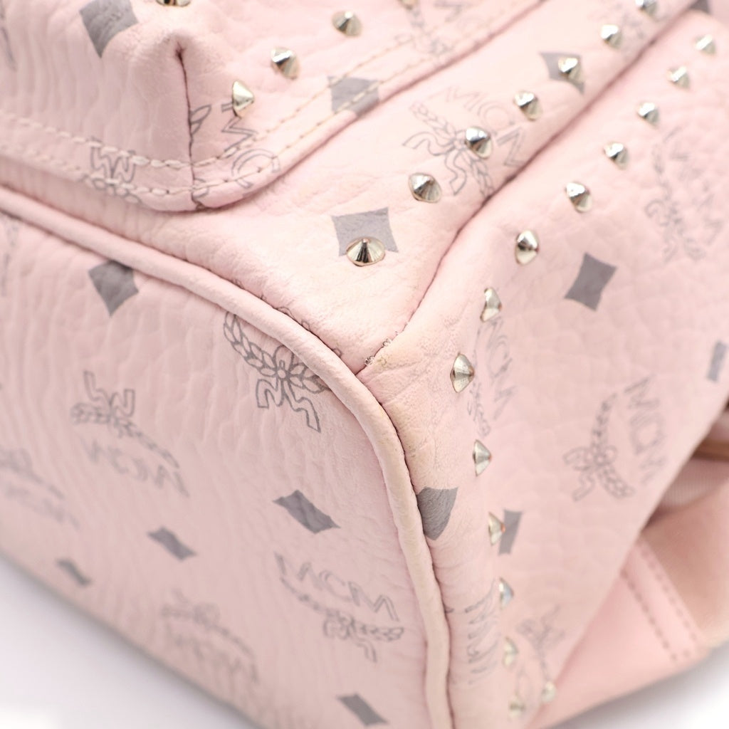 MCM(エム シー エム) ヴィセトス スタッズ バックパック リュックサック ピンク MMK 8AVE61 QH001 レディース