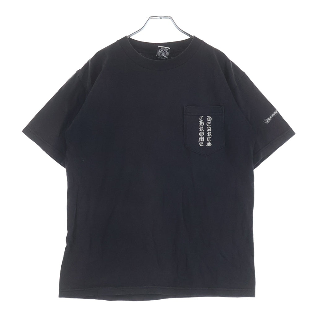 CHROME HEARTS(クロムハーツ) OLD CH T-SHIRT スクロールラベルプリント クルーネック ポケット 半袖Tシャツカットソー ブラック