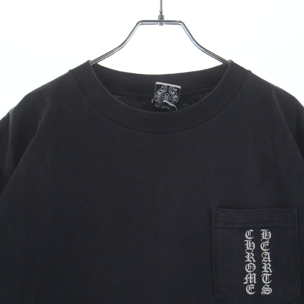 CHROME HEARTS(クロムハーツ) OLD CH T-SHIRT スクロールラベルプリント クルーネック ポケット 半袖Tシャツカットソー ブラック