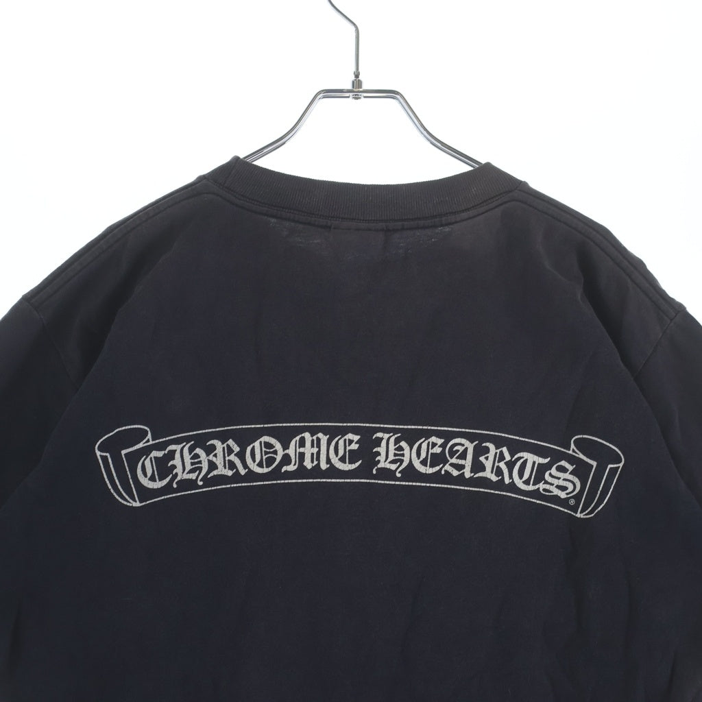 CHROME HEARTS(クロムハーツ) OLD CH T-SHIRT スクロールラベルプリント クルーネック ポケット 半袖Tシャツカットソー ブラック