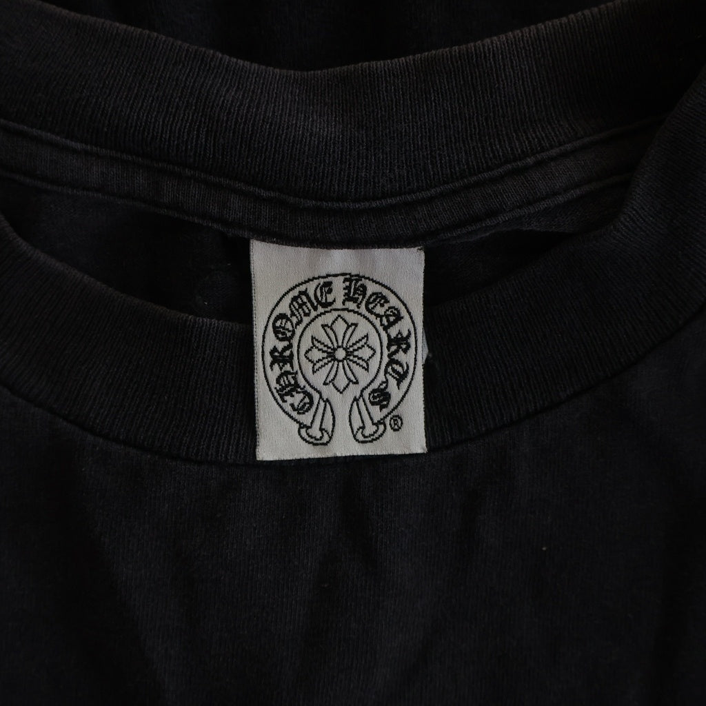 CHROME HEARTS(クロムハーツ) OLD CH T-SHIRT スクロールラベルプリント クルーネック ポケット 半袖Tシャツカットソー ブラック