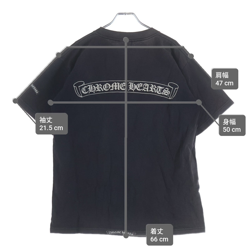 CHROME HEARTS(クロムハーツ) OLD CH T-SHIRT スクロールラベルプリント クルーネック ポケット 半袖Tシャツカットソー ブラック