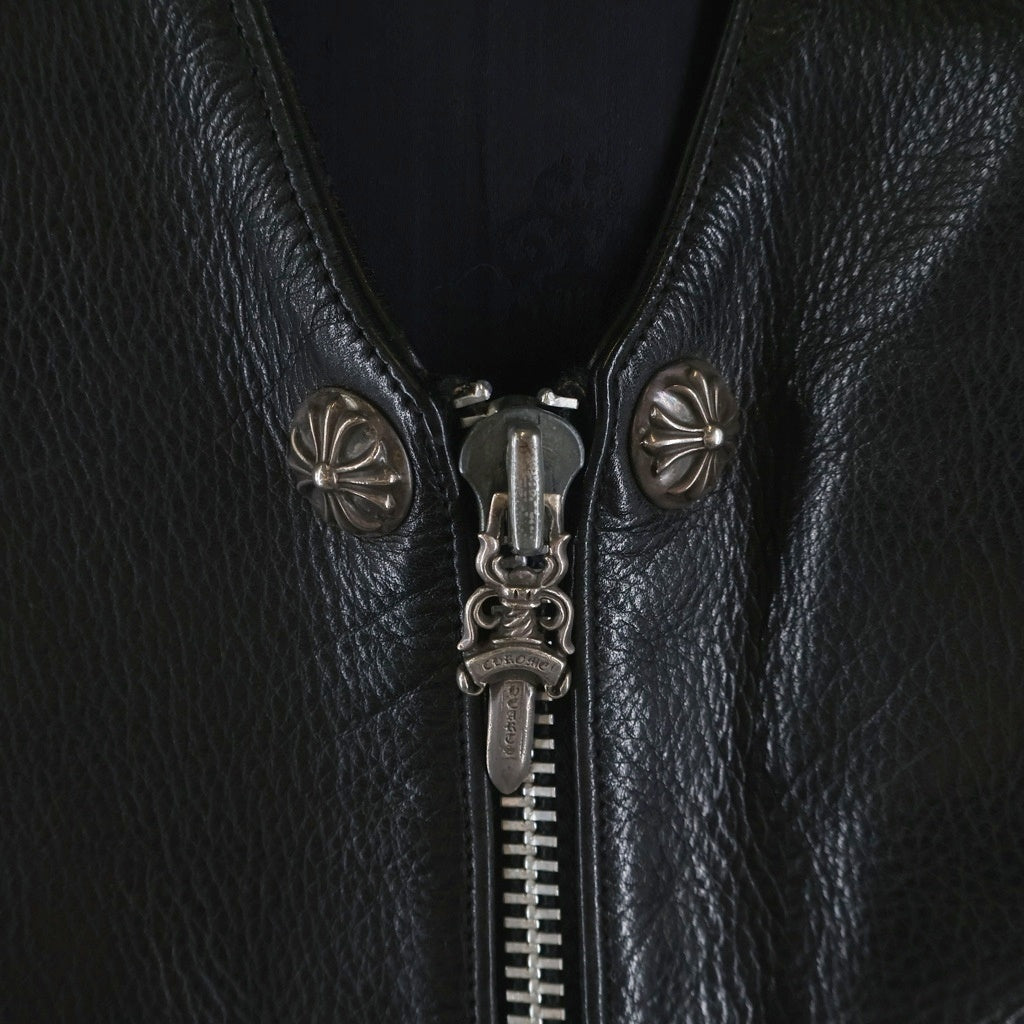 CHROME HEARTS(クロムハーツ) 6B FRNT ZIP サイドレースアップダガージップアップレザーベスト