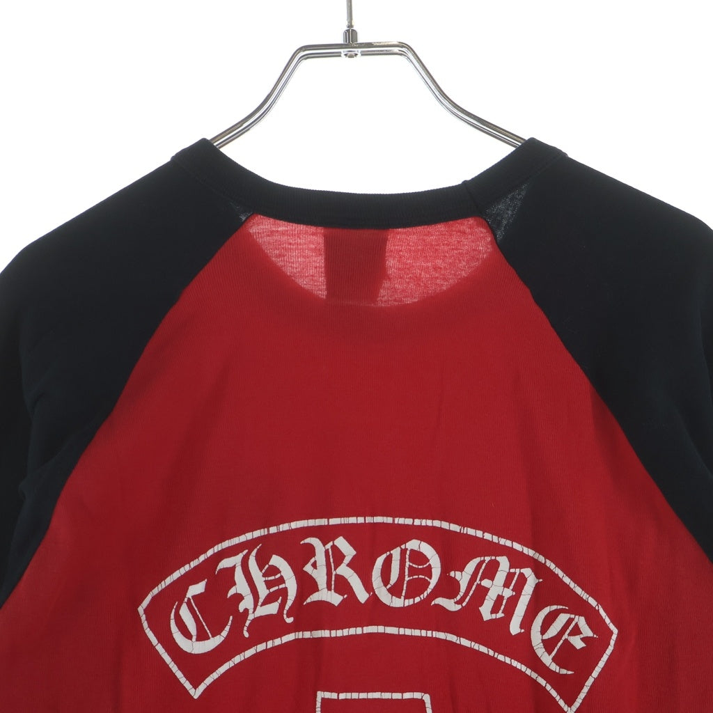 CHROME HEARTS(クロムハーツ) OLD T BAR ティーバースクロールラベル バックプリント ラグランTシャツ レッド/ブラック