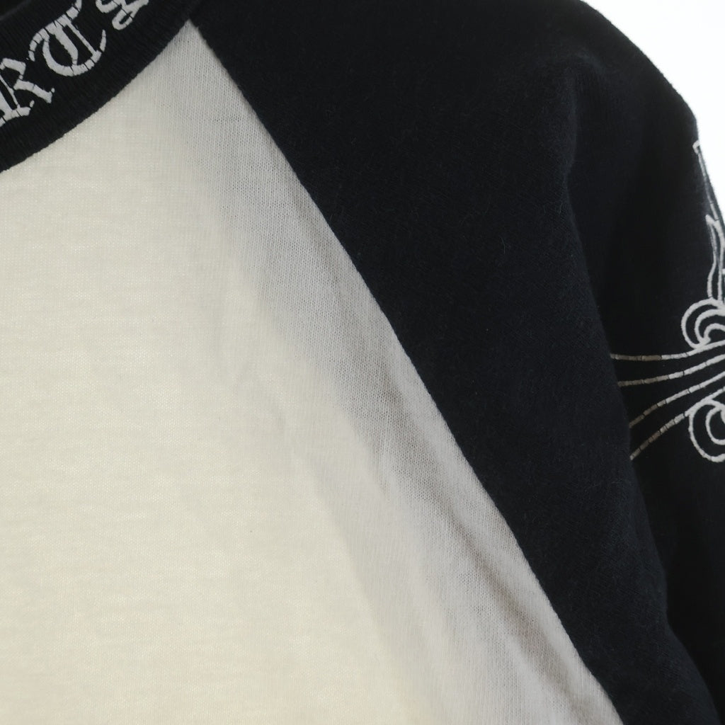 CHROME HEARTS(クロムハーツ) OLD CH L S 1 ラグランスリーブネックロゴ長袖カットソー ホワイト/ブラック