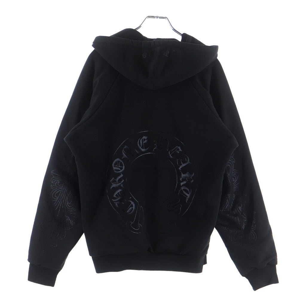 CHROME HEARTS(クロムハーツ) OLD THRML SWTSHRT HD ZIP 裏地サーマルアームロゴプリント ダガージップアップパーカー ブラック