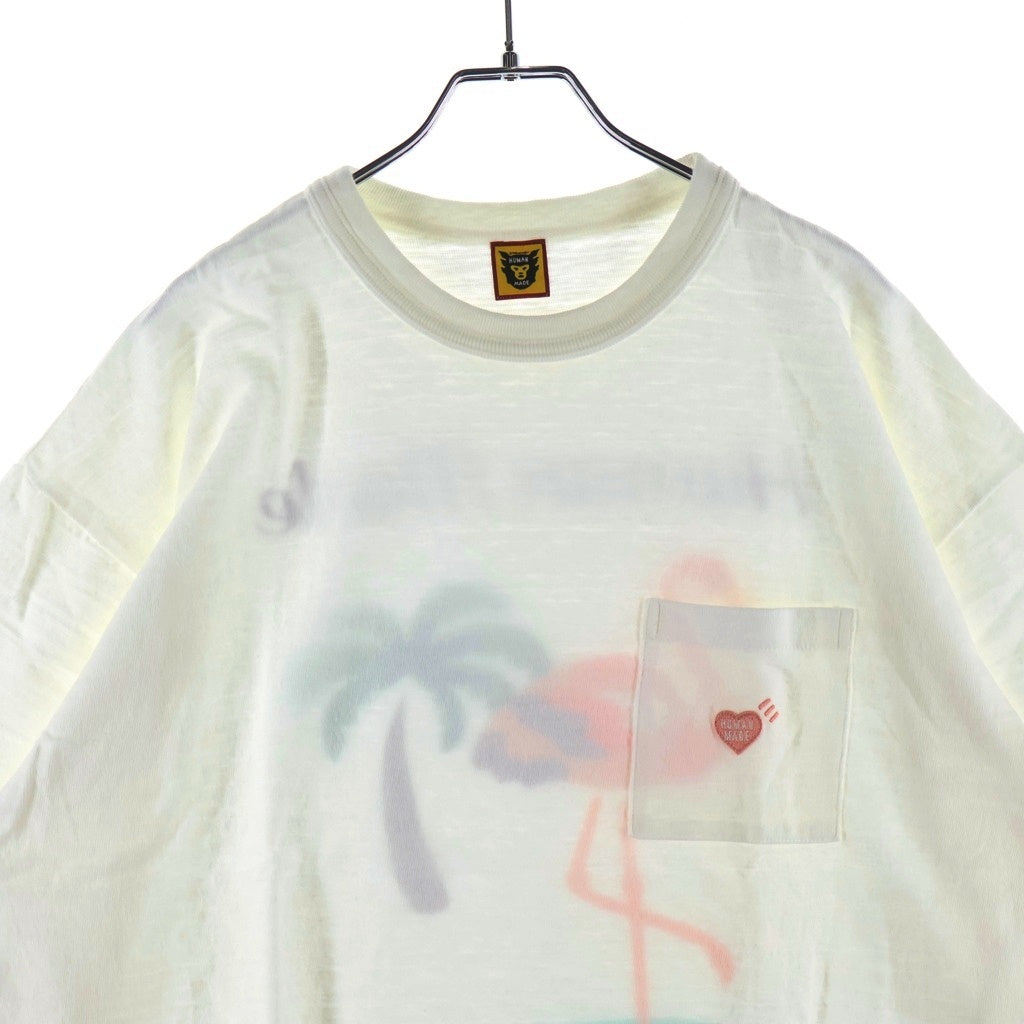 HUMAN MADE(ヒューマンメイド) FLAMINGO POCKET T-SHIRT フラミンゴポケット クルーネック カットソー 半袖Tシャツ ブラウン HM23CS040