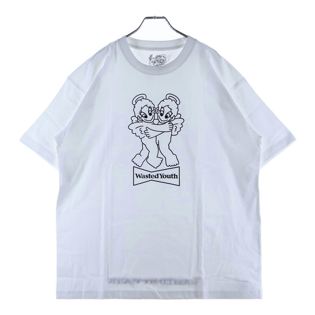 WASTED YOUTH(ウェイステッドユース) ×TAPPEI タッペイ ロゴデザイン クルーネック カットソー 半袖Tシャツ ホワイト
