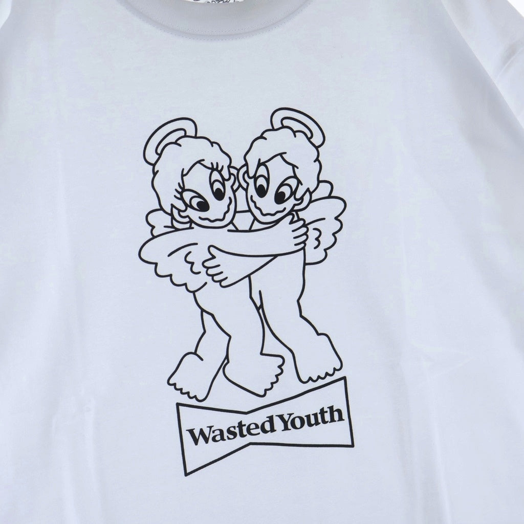 WASTED YOUTH(ウェイステッドユース) ×TAPPEI タッペイ ロゴデザイン クルーネック カットソー 半袖Tシャツ ホワイト