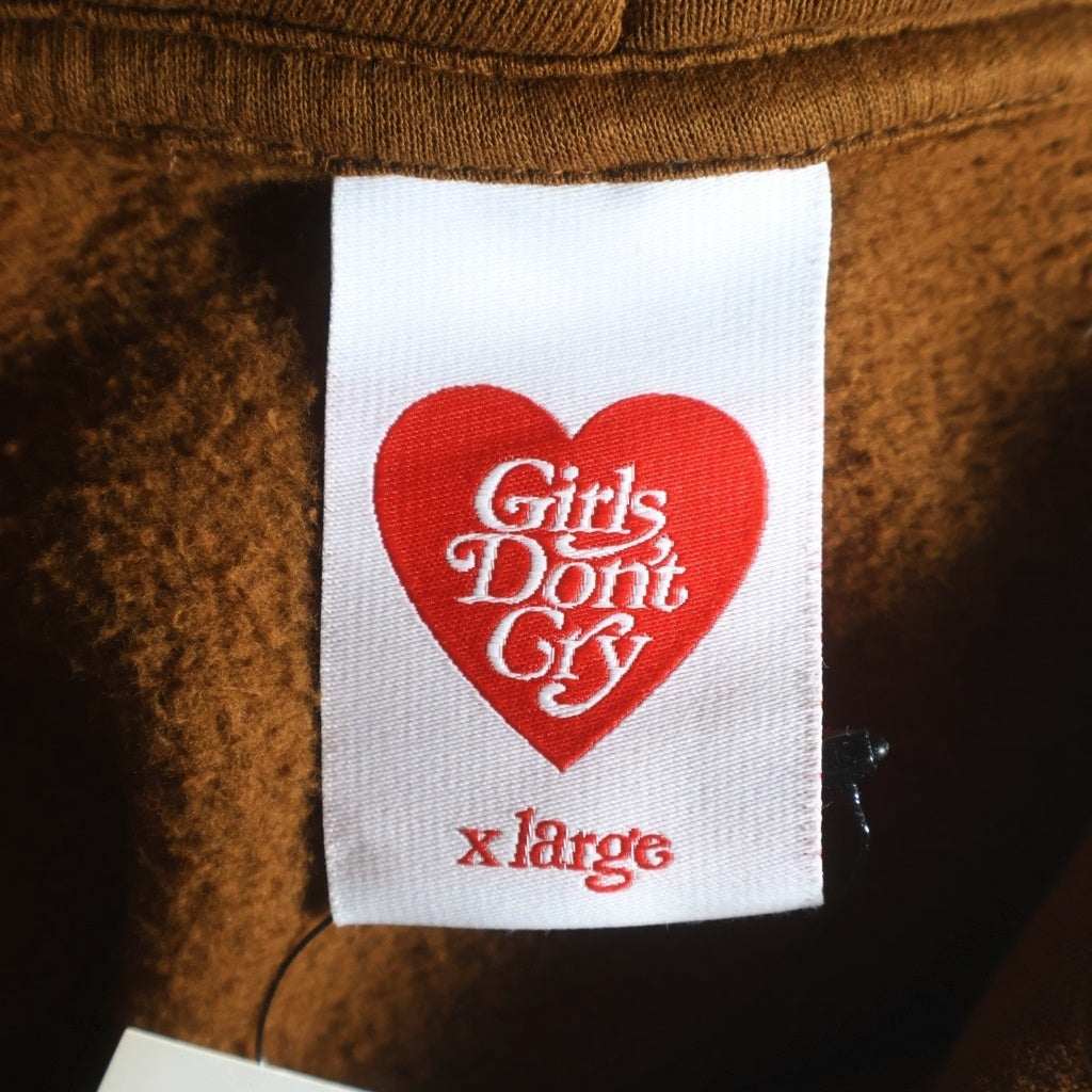 Girls Don't Cry(ガールズドントクライ) LOGO HOODIE ロゴプリント スウェット プルオーバー パーカー ブラウン