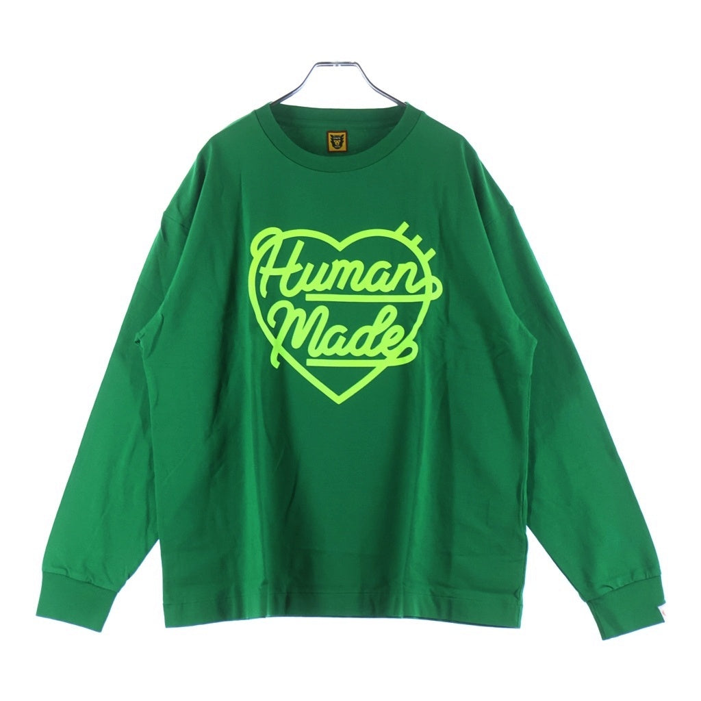 HUMAN MADE(ヒューマンメイド) HEART L/S TEE ハートクルーネック カットソー 長袖Tシャツ グリーン HM25CS046