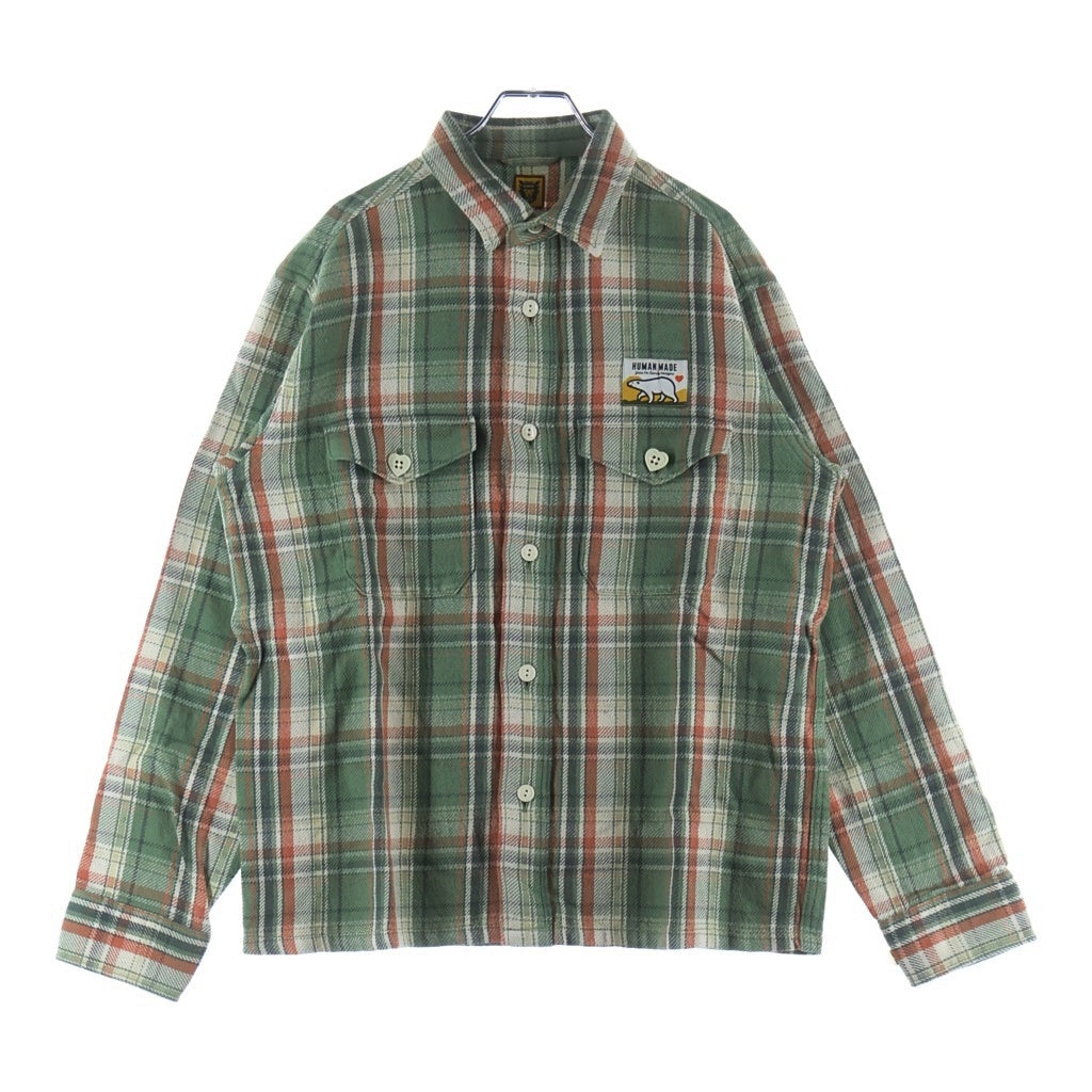 HUMAN MADE(ヒューマンメイド) CHECK LONG SHIRT チェック柄 長袖シャツ グリーン HM26SH010