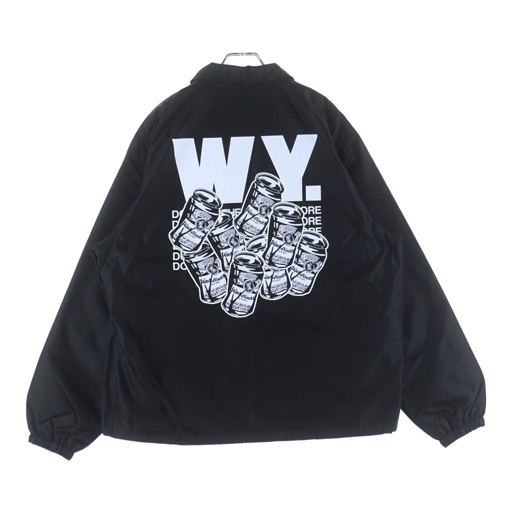 WASTED YOUTH(ウェイステッドユース) COACH JACKET バックロゴデザイン マルチポケット コーチジャケット ブラック WY26JK010