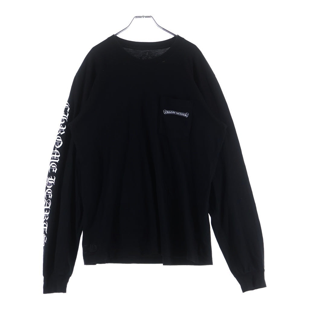 CHROME HEARTS(クロムハーツ) CH SCROLL LABEL スクロールラベル ロゴアームプリント長袖Tシャツ ブラック