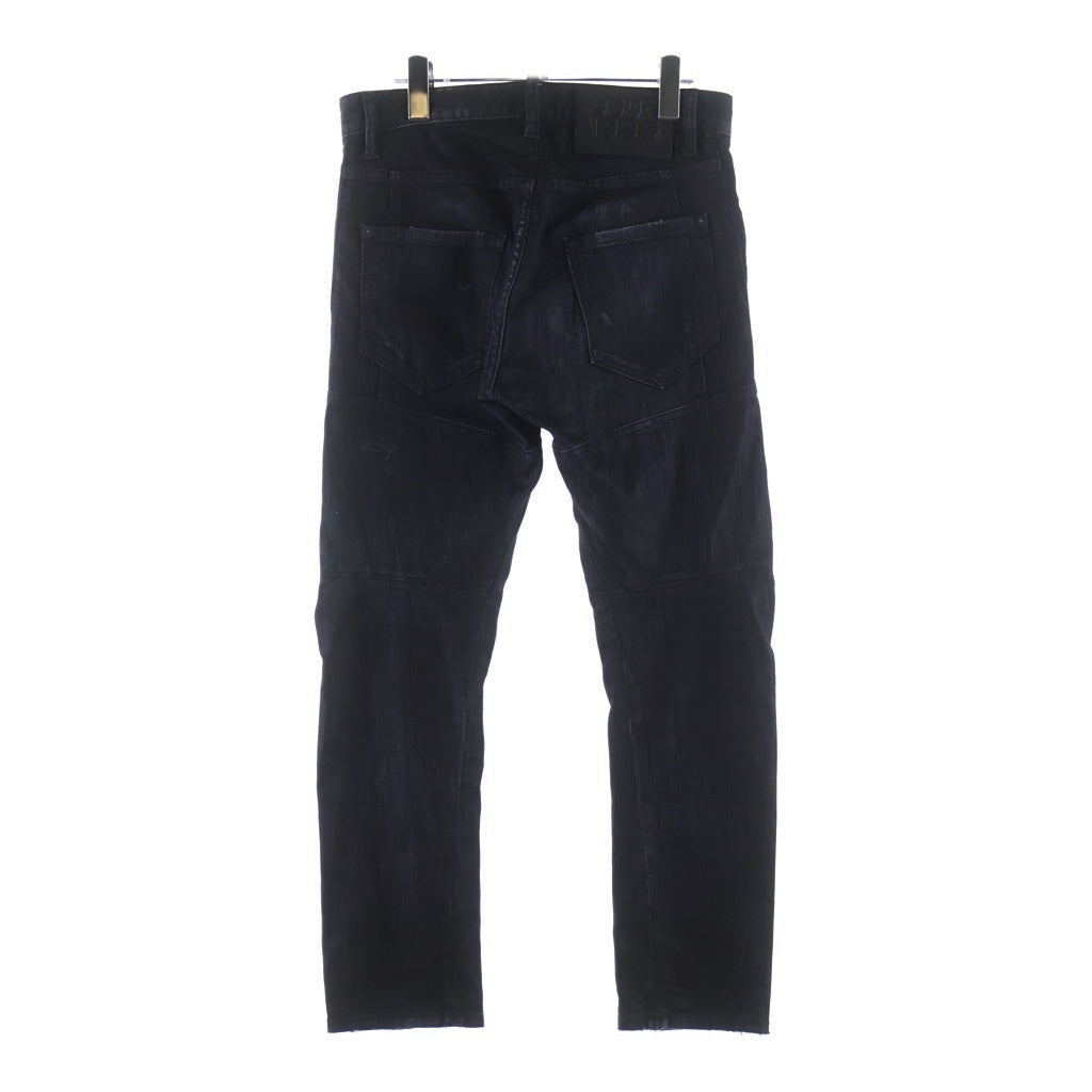 DSQUARED2(ディースクエアード) コーティング加工 ジップアップ テーパードデニムパンツ ブラック S71LB1483