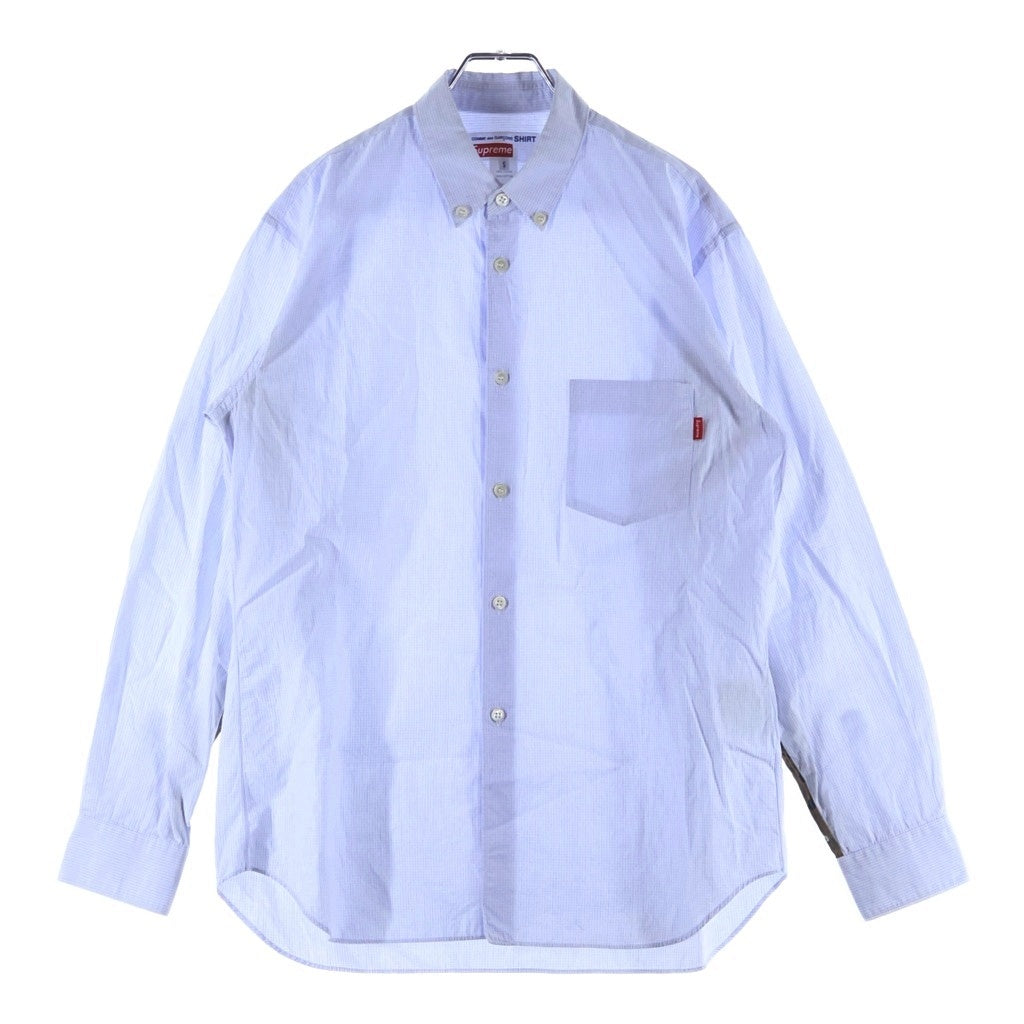 SUPREME シュプリーム 13SS ×COMME DES GARCONS 袖迷彩切り返し 格子柄チェック長袖シャツ ホワイト/カーキ SUPREME(シュプリーム) 13SS ×COMME DES GARCONS 袖迷彩切り返し 格子