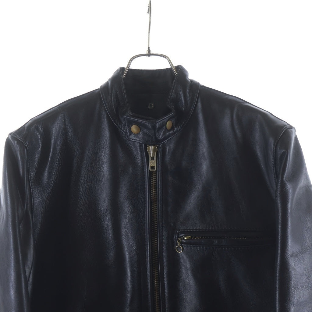 VANSON(バンソン) カウレザー シングルライダースジャケット ブラック