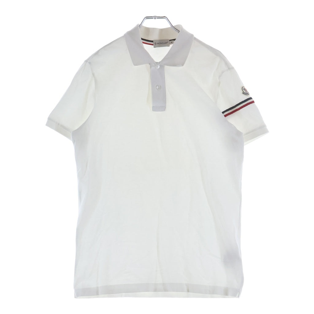 MONCLER モンクレール ポロシャツ ホワイト デカロゴワッペン 白 M MONCLER(モンクレール) MAGLIA POLO MANICA CORTA ロゴワッペン 半袖