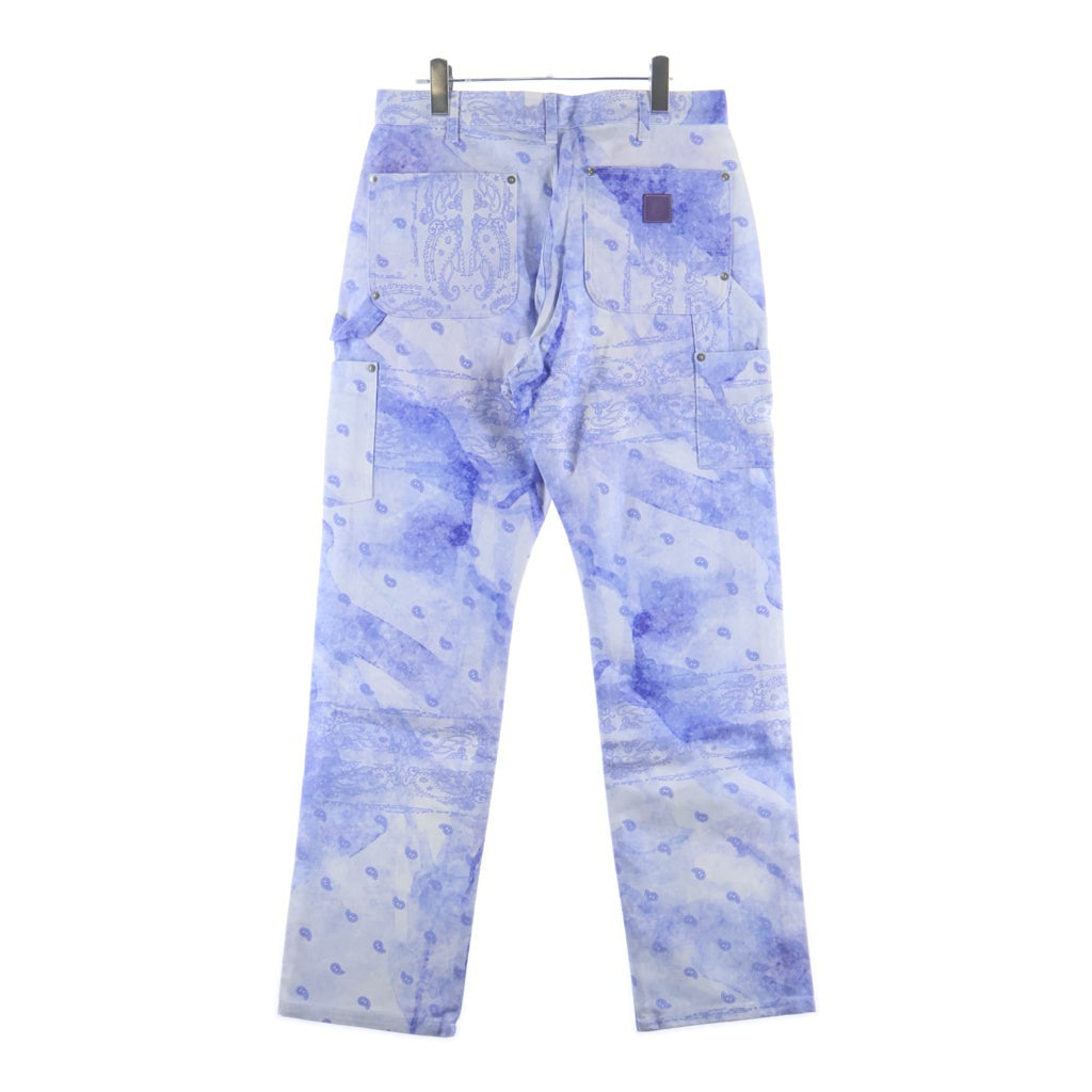 THE WORLD IS YOURS(ザ ワールド イズ ユアーズ) Paisley Pants ペイズリー総柄ダブルニーワークパンツ カーペンターパンツ パープル 3AW21-CL-WPPA-MA