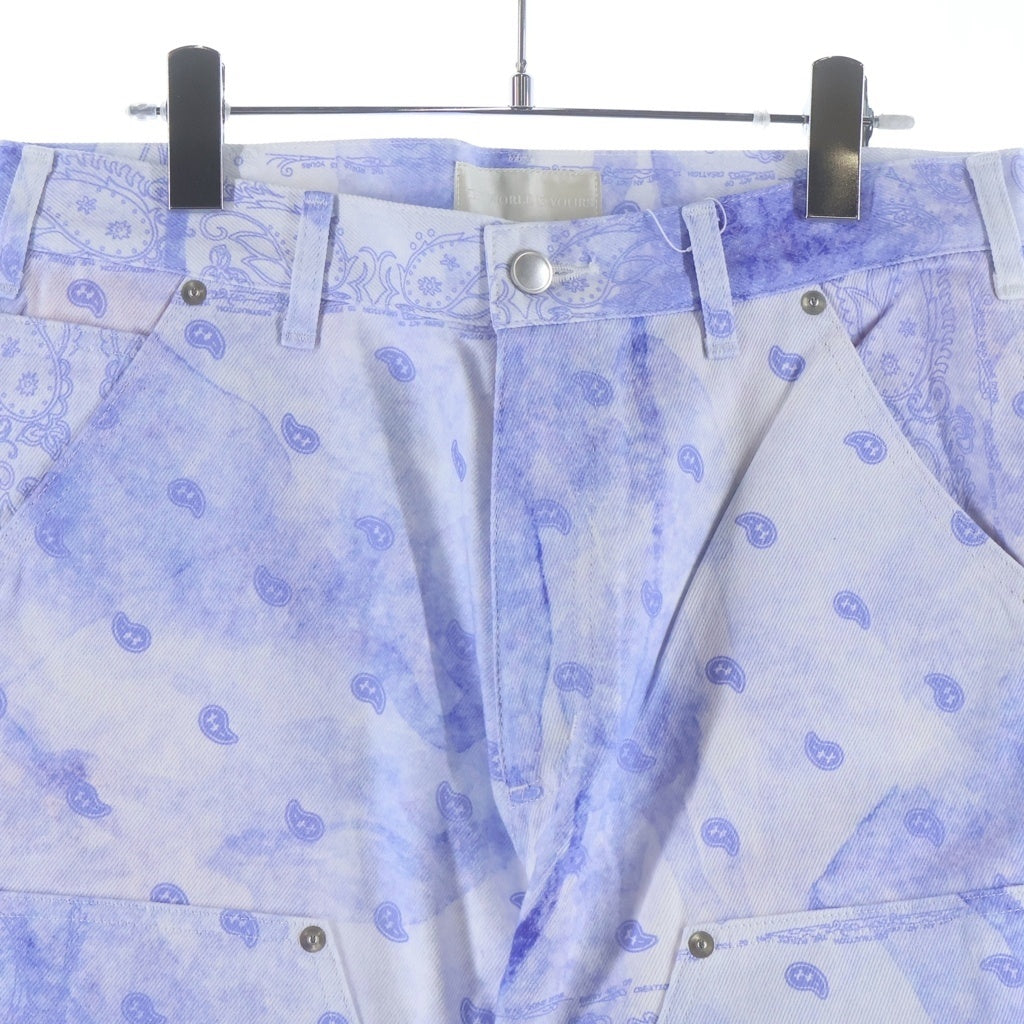 THE WORLD IS YOURS(ザ ワールド イズ ユアーズ) Paisley Pants ペイズリー総柄ダブルニーワークパンツ カーペンターパンツ パープル 3AW21-CL-WPPA-MA