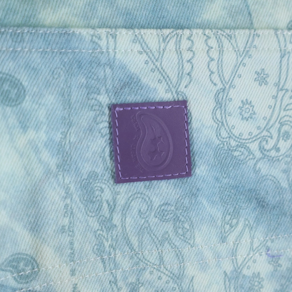THE WORLD IS YOURS(ザ ワールド イズ ユアーズ) Paisley Pants ペイズリー総柄ダブルニーワークパンツ カーペンターパンツ ブルー 3AW21-CL-WPPA-MA