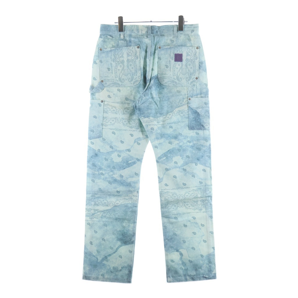 THE WORLD IS YOURS(ザ ワールド イズ ユアーズ) Paisley Pants ペイズリー総柄ダブルニーワークパンツ カーペンターパンツ ブルー 3AW21-CL-WPPA-MA