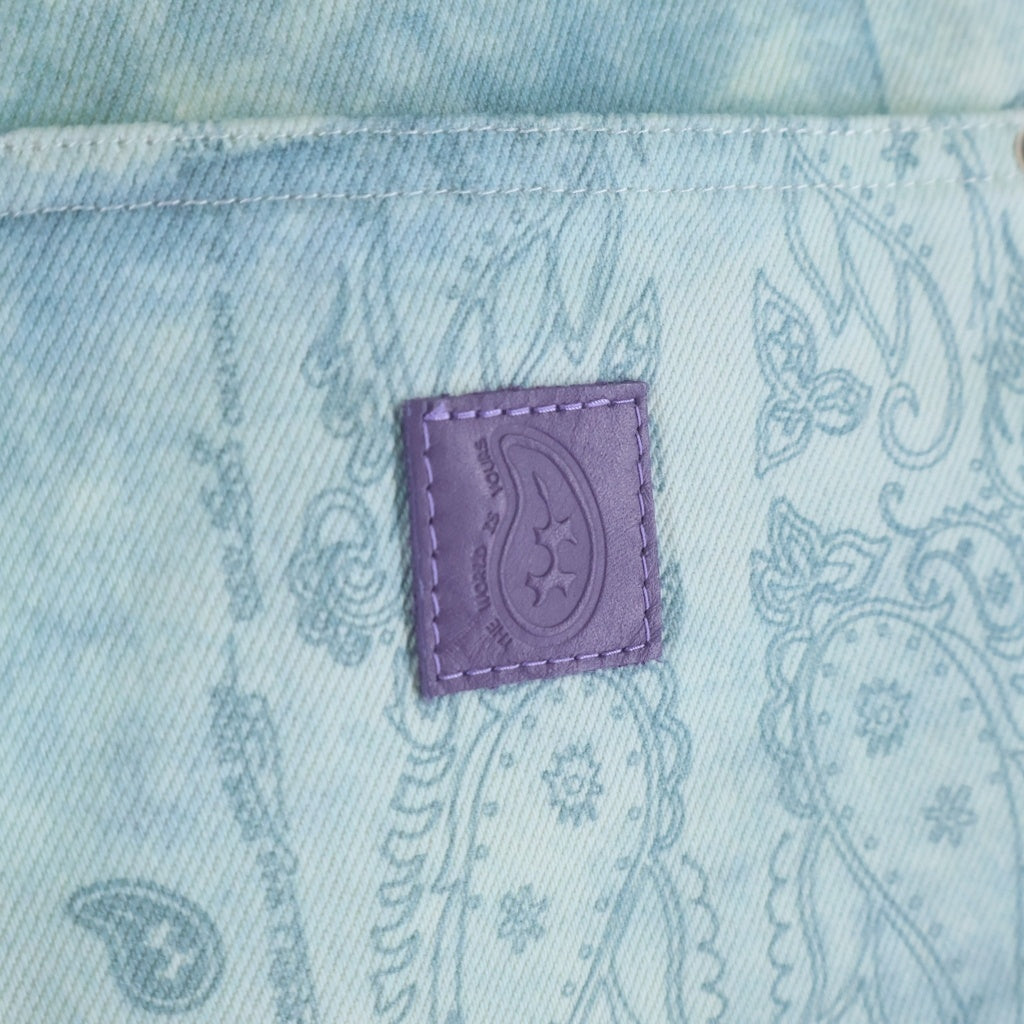 THE WORLD IS YOURS(ザ ワールド イズ ユアーズ) Paisley Pants ペイズリー総柄ダブルニーワークパンツ カーペンターパンツ ブルー 3AW21-CL-WPPA-MA