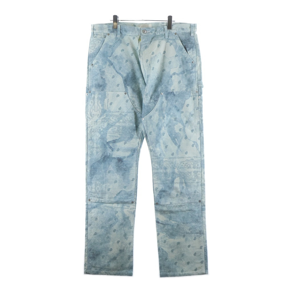 THE WORLD IS YOURS(ザ ワールド イズ ユアーズ) Paisley Pants ペイズリー総柄ダブルニーワークパンツ カーペンターパンツ ブルー 3AW21-CL-WPPA-MA