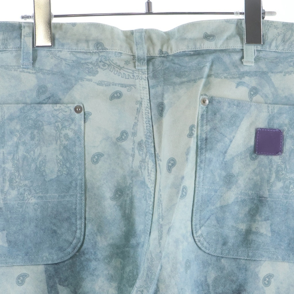 THE WORLD IS YOURS(ザ ワールド イズ ユアーズ) Paisley Pants ペイズリー総柄ダブルニーワークパンツ カーペンターパンツ ブルー 3AW21-CL-WPPA-MA