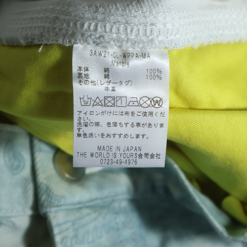 THE WORLD IS YOURS(ザ ワールド イズ ユアーズ) Paisley Pants ペイズリー総柄ダブルニーワークパンツ カーペンターパンツ ブルー 3AW21-CL-WPPA-MA
