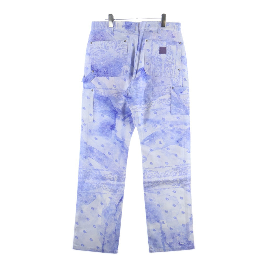 THE WORLD IS YOURS(ザ ワールド イズ ユアーズ) Paisley Pants ペイズリー総柄ダブルニーワークパンツ カーペンターパンツ パープル 3AW21-CL-WPPA-MA