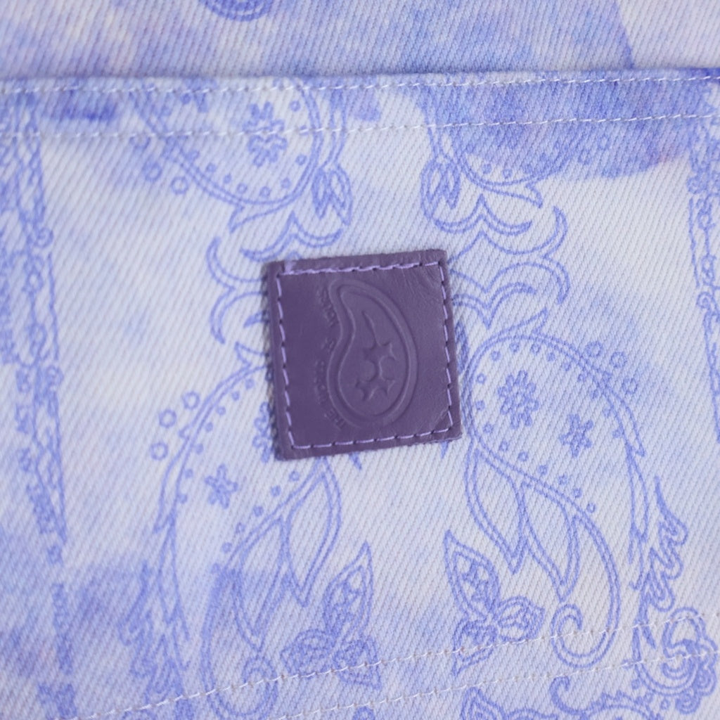THE WORLD IS YOURS(ザ ワールド イズ ユアーズ) Paisley Pants ペイズリー総柄ダブルニーワークパンツ カーペンターパンツ パープル 3AW21-CL-WPPA-MA