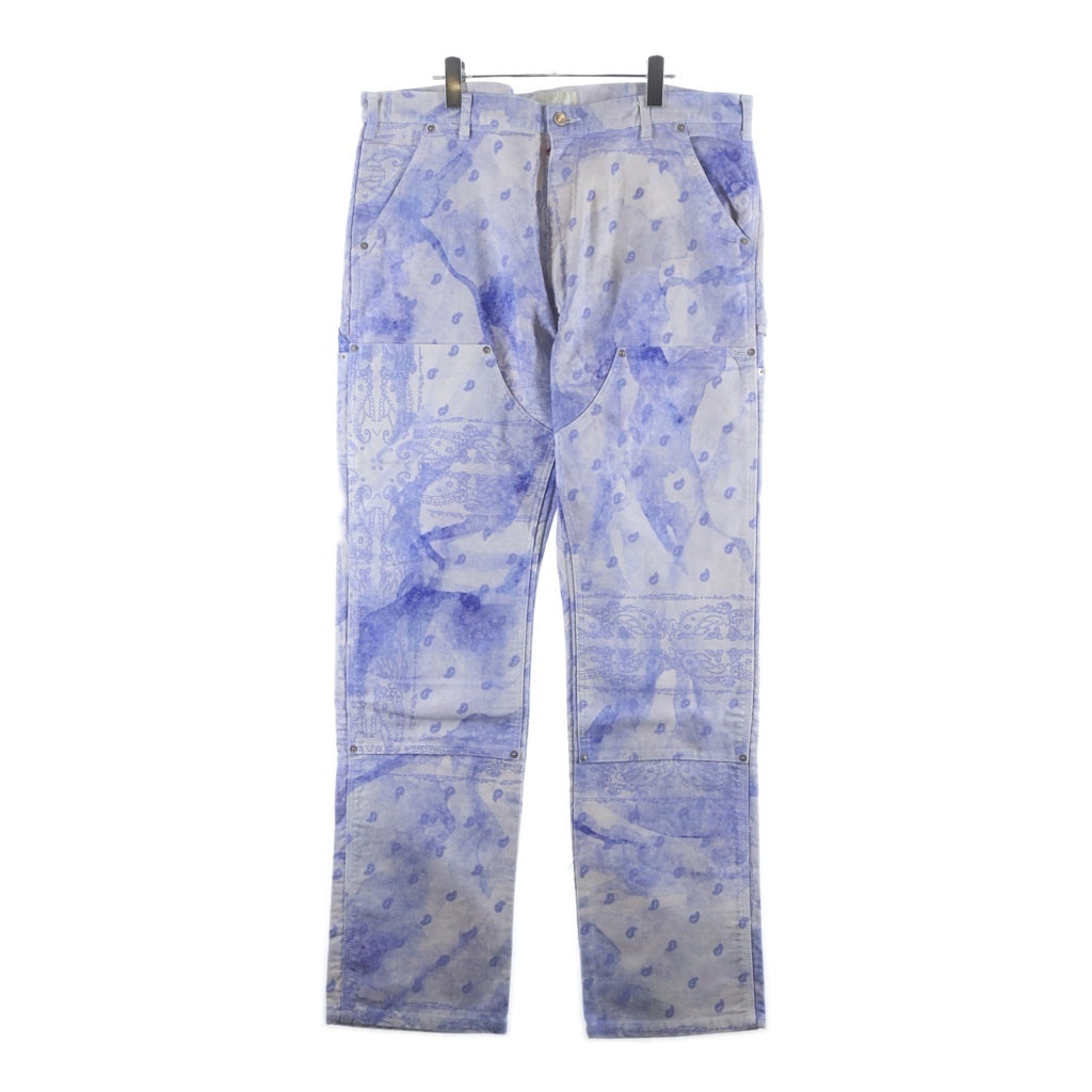 THE WORLD IS YOURS(ザ ワールド イズ ユアーズ) Paisley Pants ペイズリー総柄ダブルニーワークパンツ カーペンターパンツ パープル 3AW21-CL-WPPA-MA