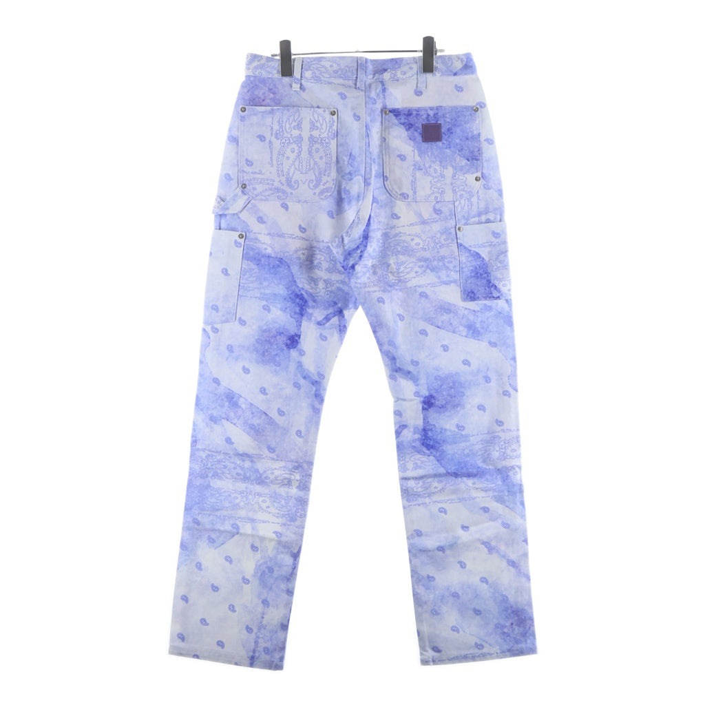 THE WORLD IS YOURS(ザ ワールド イズ ユアーズ) Paisley Pants ペイズリー総柄ダブルニーワークパンツ カーペンターパンツ パープル 3AW21-CL-WPPA-MA