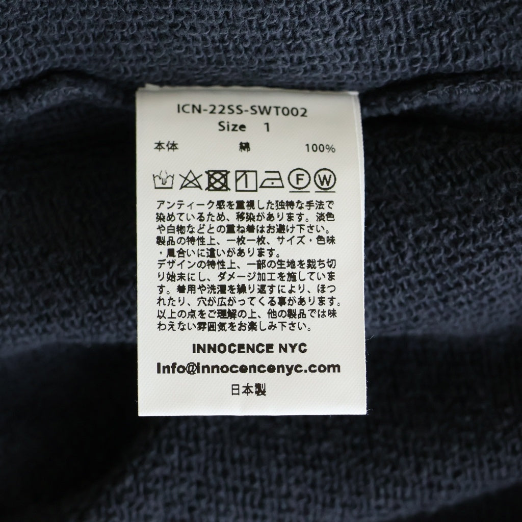 Innocence NYC(イノセンス) 22SS ワンポイントロゴ刺繍クロップドスウェットトレーナー グレー ICN-22SS-SWT002
