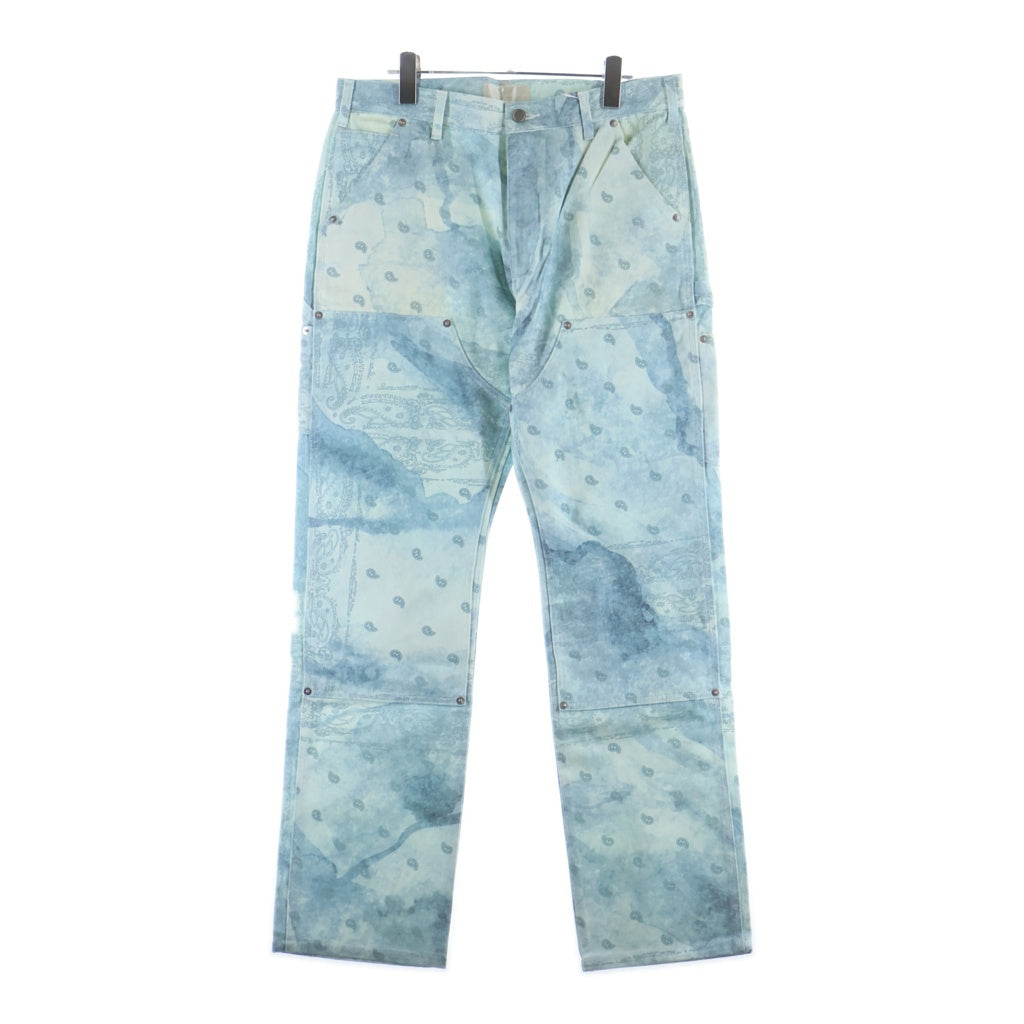 THE WORLD IS YOURS(ザ ワールド イズ ユアーズ) Paisley Pants ペイズリー総柄ダブルニーワークパンツ カーペンターパンツ ブルー 3AW21-CL-WPPA-MA