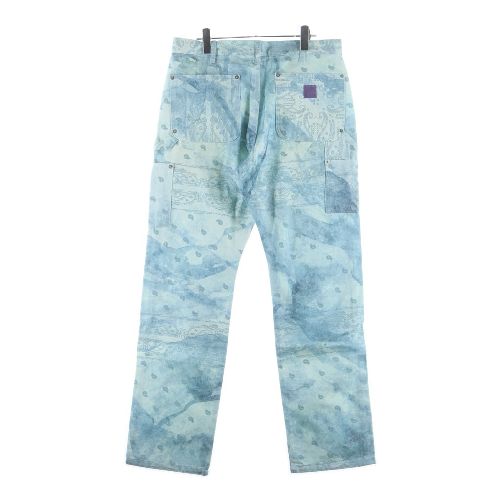 THE WORLD IS YOURS(ザ ワールド イズ ユアーズ) Paisley Pants ペイズリー総柄ダブルニーワークパンツ カーペンターパンツ ブルー 3AW21-CL-WPPA-MA