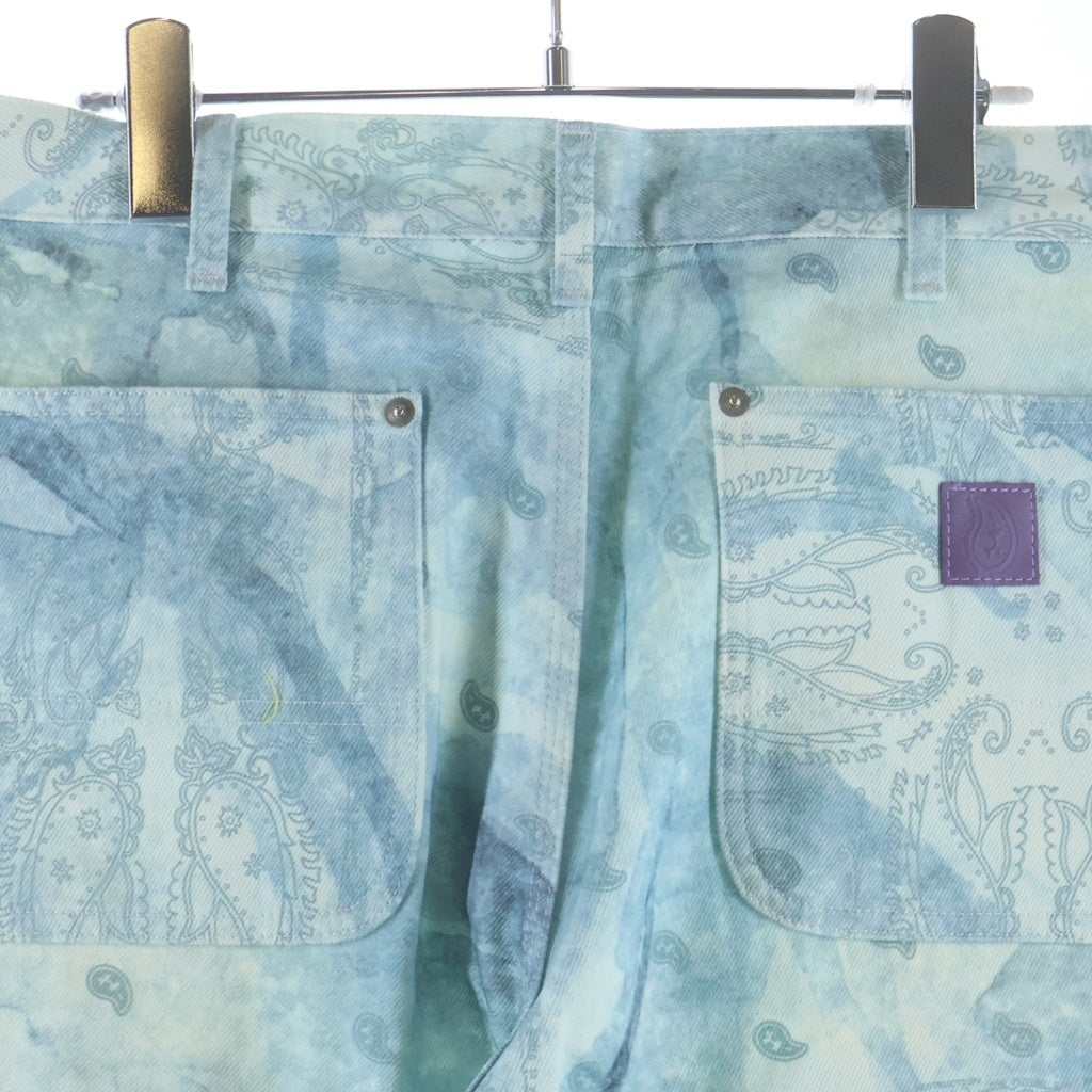 THE WORLD IS YOURS(ザ ワールド イズ ユアーズ) Paisley Pants ペイズリー総柄ダブルニーワークパンツ カーペンターパンツ ブルー 3AW21-CL-WPPA-MA