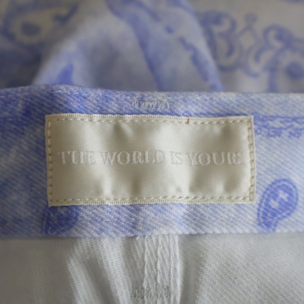 THE WORLD IS YOURS(ザ ワールド イズ ユアーズ) Paisley Pants ペイズリー総柄ダブルニーワークパンツ カーペンターパンツ パープル 3AW21-CL-WPPA-MA
