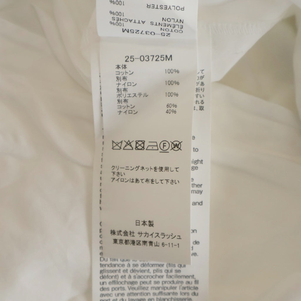 Sacai(サカイ) 25SS POPLIN TASLAN NYLON SHIRT ポプリン タスラン ナイロン シャツ ホワイト 25-03725M