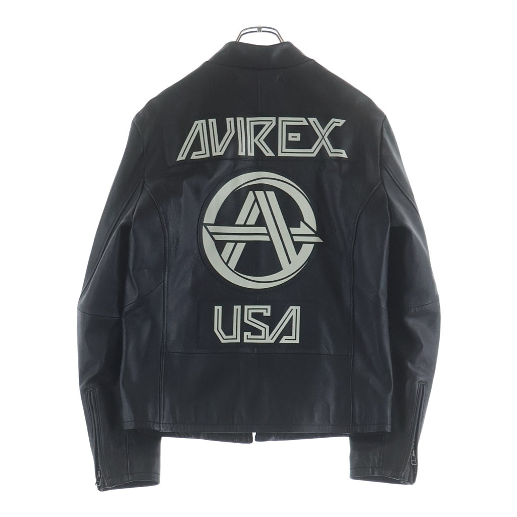 AVIREX(アヴィレックス) ラムレザー シングルライダース ジャケット ブラック 61681062