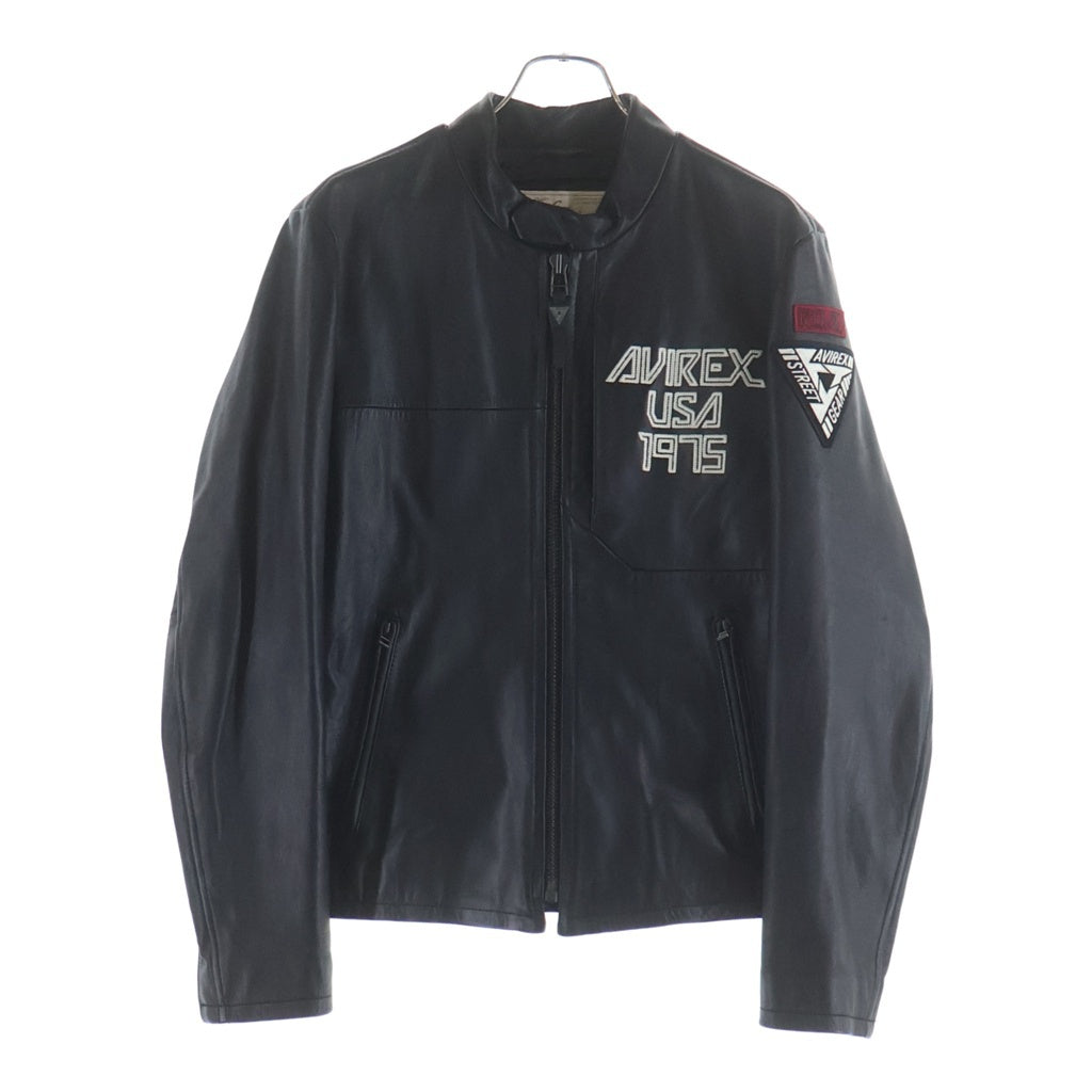 AVIREX(アヴィレックス) ラムレザー シングルライダース ジャケット ブラック 61681062