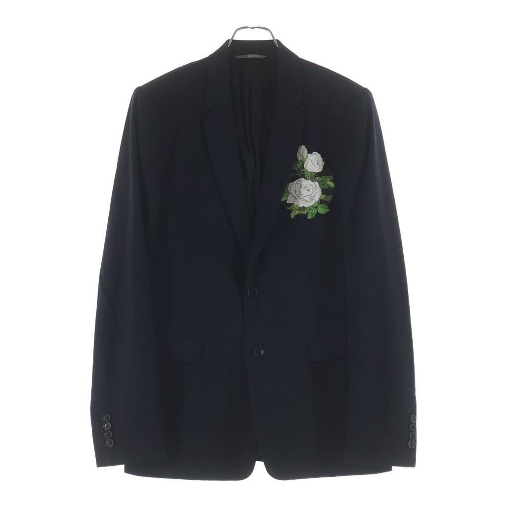 DIOR(ディオール) 16SS 白薔薇刺繍ウールシングルテーラードジャケット ネイビー 663C292A3576