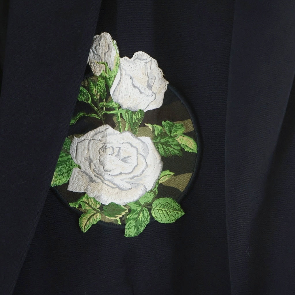 DIOR(ディオール) 16SS 白薔薇刺繍ウールシングルテーラードジャケット ネイビー 663C292A3576