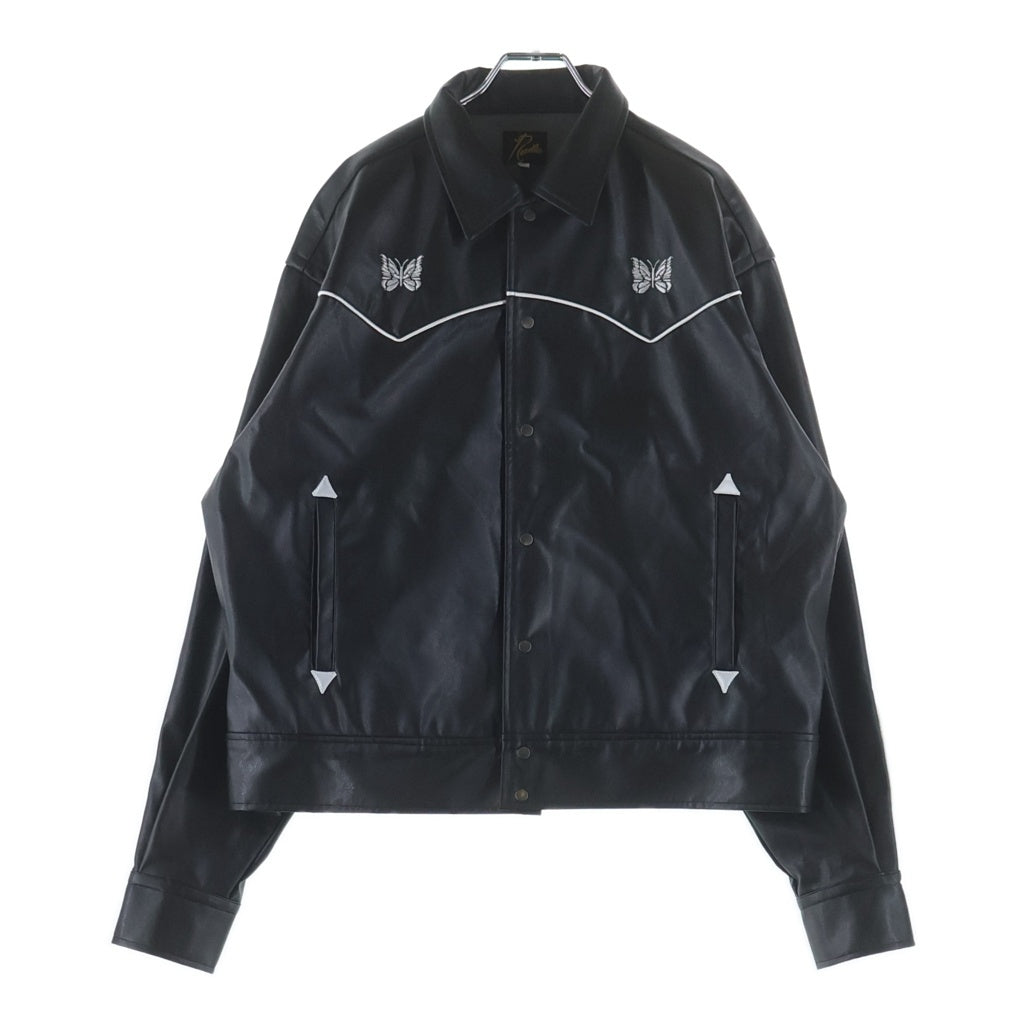 Needles(ニードルス) NUBIAN別注 PIPING COWBOY JACKET シンセティックレザー パイピング カウボーイ ジャケット ブラック RW1653