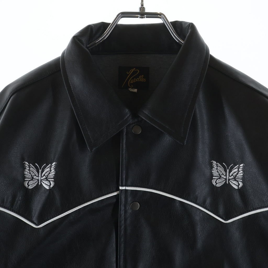 Needles(ニードルス) NUBIAN別注 PIPING COWBOY JACKET シンセティックレザー パイピング カウボーイ ジャケット ブラック RW1653